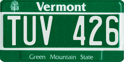 VT license plate TUV426