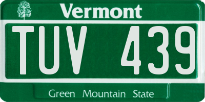 VT license plate TUV439