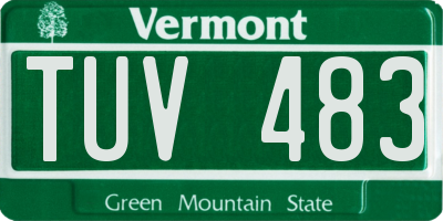 VT license plate TUV483