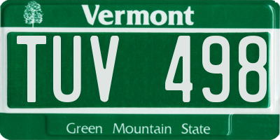 VT license plate TUV498