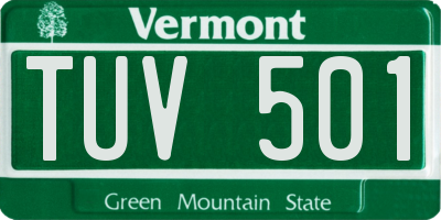 VT license plate TUV501