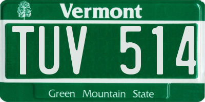 VT license plate TUV514