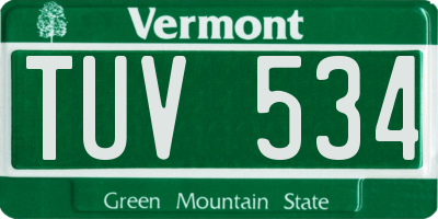 VT license plate TUV534
