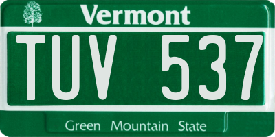VT license plate TUV537