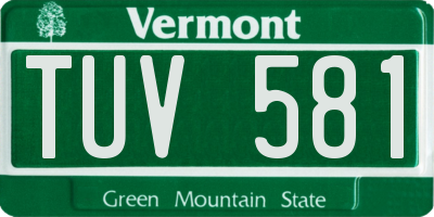 VT license plate TUV581