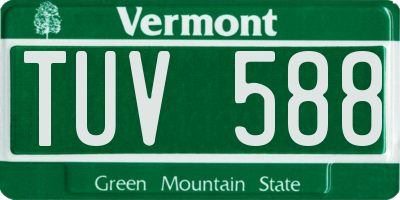 VT license plate TUV588
