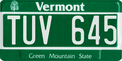 VT license plate TUV645