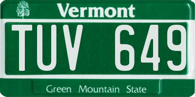 VT license plate TUV649