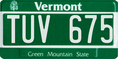 VT license plate TUV675