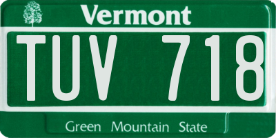 VT license plate TUV718