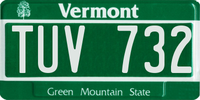 VT license plate TUV732