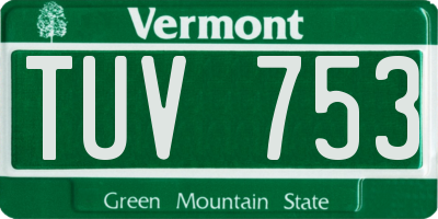 VT license plate TUV753