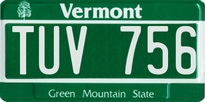 VT license plate TUV756