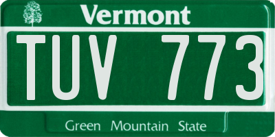 VT license plate TUV773
