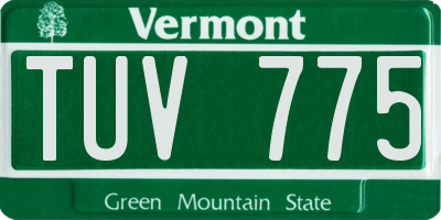 VT license plate TUV775