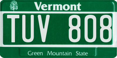 VT license plate TUV808