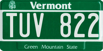 VT license plate TUV822