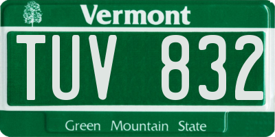 VT license plate TUV832