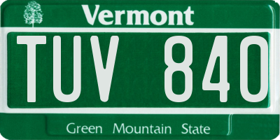 VT license plate TUV840
