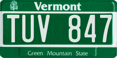 VT license plate TUV847