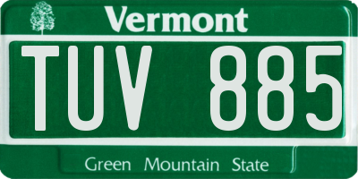 VT license plate TUV885