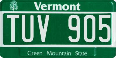 VT license plate TUV905