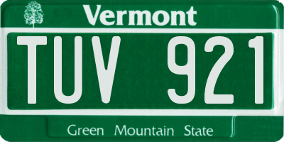 VT license plate TUV921