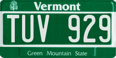 VT license plate TUV929