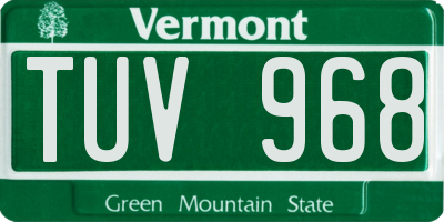 VT license plate TUV968