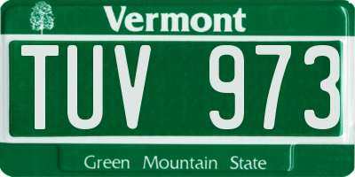 VT license plate TUV973