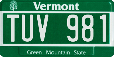 VT license plate TUV981