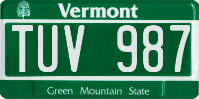 VT license plate TUV987