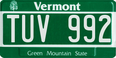 VT license plate TUV992