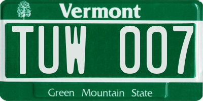 VT license plate TUW007