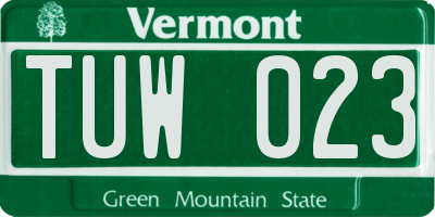 VT license plate TUW023