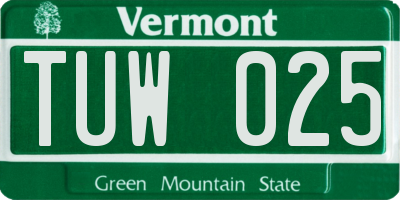 VT license plate TUW025