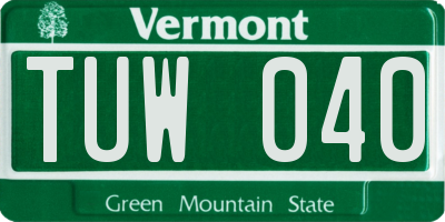 VT license plate TUW040