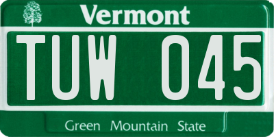 VT license plate TUW045