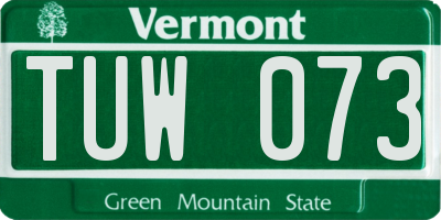 VT license plate TUW073
