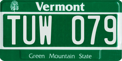 VT license plate TUW079