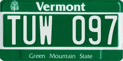 VT license plate TUW097