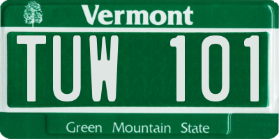 VT license plate TUW101