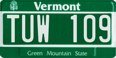 VT license plate TUW109