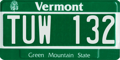 VT license plate TUW132
