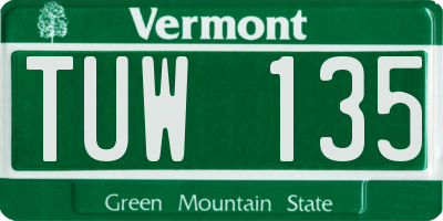 VT license plate TUW135