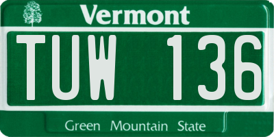 VT license plate TUW136