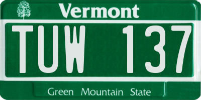 VT license plate TUW137