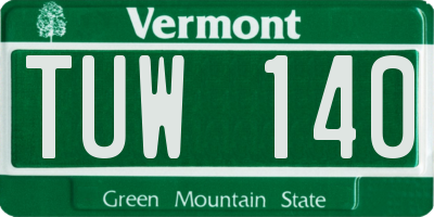 VT license plate TUW140
