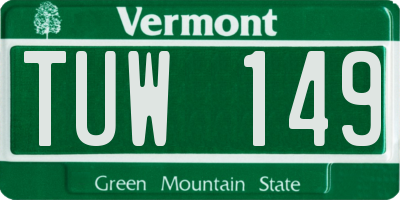 VT license plate TUW149