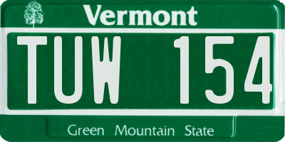 VT license plate TUW154